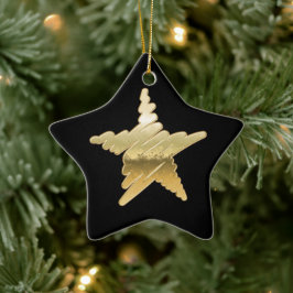 Chic Kerstmis met zwarte gouden ster Keramisch Ornament