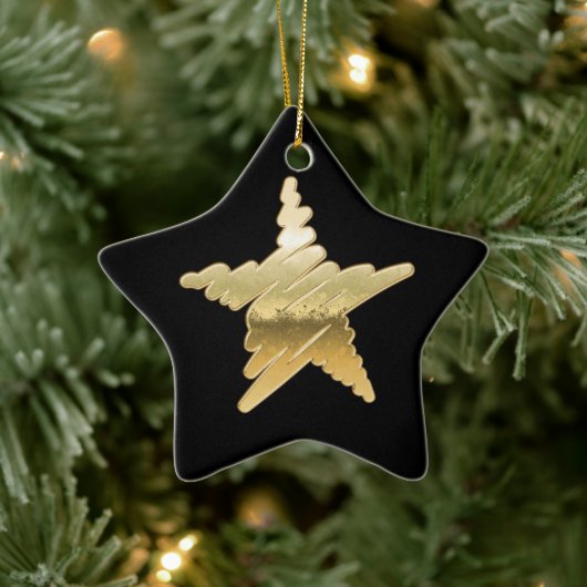 Chic Kerstmis met zwarte gouden ster Keramisch Ornament (Boom)