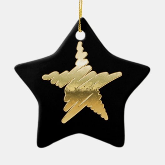 Chic Kerstmis met zwarte gouden ster Keramisch Ornament (Voorkant)