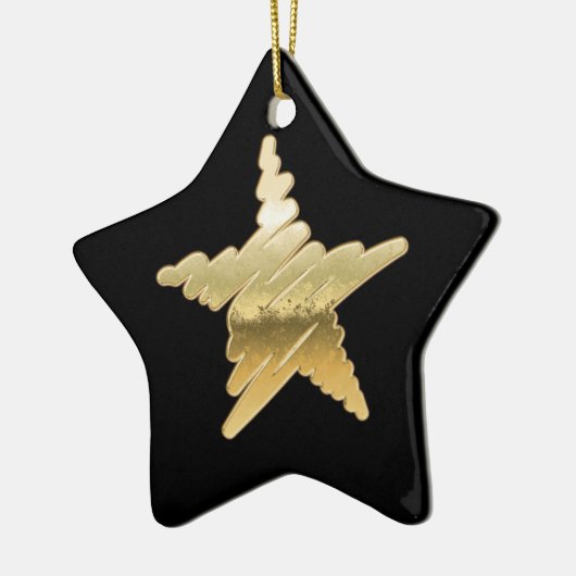 Chic Kerstmis met zwarte gouden ster Keramisch Ornament (Links)