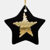 Chic Kerstmis met zwarte gouden ster Keramisch Ornament (Achterkant)
