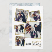 Chic Kerstmis Modern Family 5 Foto Collage Feestdagenkaart (Voorkant / Achterkant)