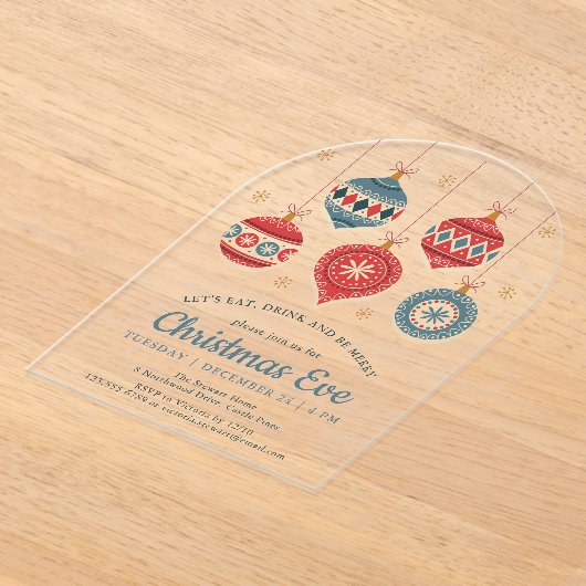 Chic Kerstmis Ornament Acryl Uitnodigingen (Laagn)