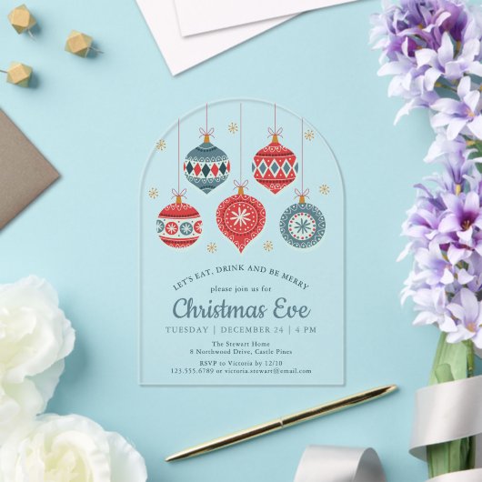Chic Kerstmis Ornament Acryl Uitnodigingen (Insitu (Huwelijk))