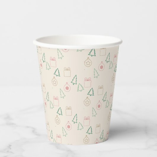 Chic Kerstmis Papieren Bekers (Voorkant)