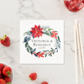 Chic Kerstmis Poinsettia Floral Wreath Wedding Servet (Insitu)