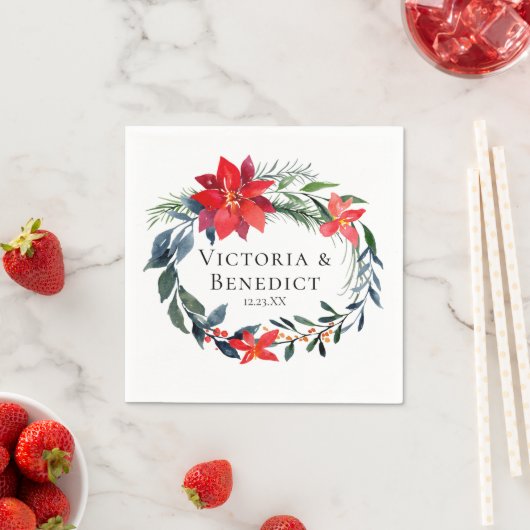 Chic Kerstmis Poinsettia Floral Wreath Wedding Servet (Insitu)