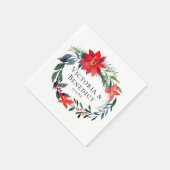 Chic Kerstmis Poinsettia Floral Wreath Wedding Servet (Hoek)