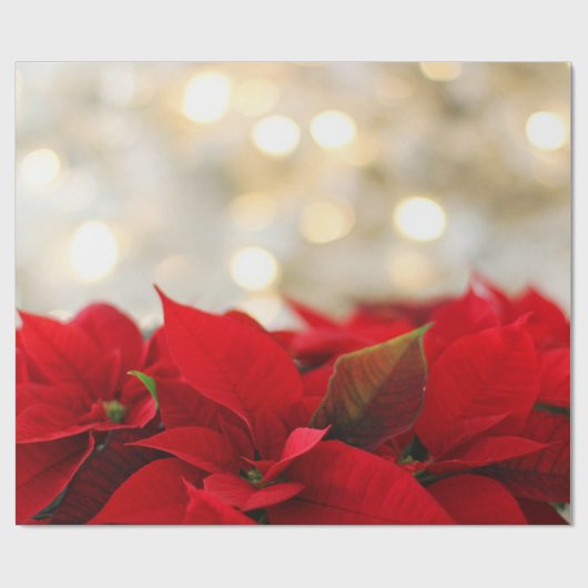 Chic Kerstmis Poinsettia Holiday Cadeaupapier (Vlak)