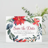 Chic Kerstmis Poinsettia Wreatwebsite QR Code Kaart (Staand voorkant)