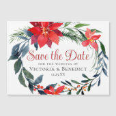 Chic Kerstmis Poinsettia Wreatwebsite QR Code Magnetische Uitnodiging (Voorkant)