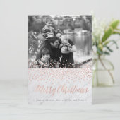 CHIC KERSTMIS Roos gouden en marmeren fotokaarten Feestdagenkaart (Staand voorkant)