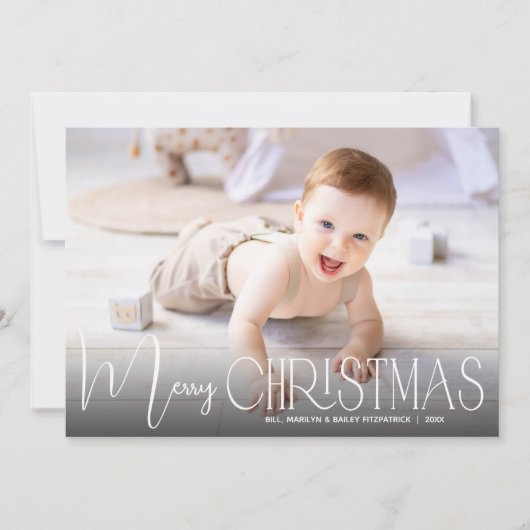 Chic Kerstmis Script Foto Feestdagenkaart (Voorkant)