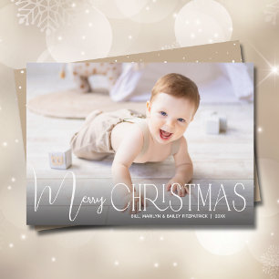 Chic Kerstmis Script Foto Feestdagenkaart