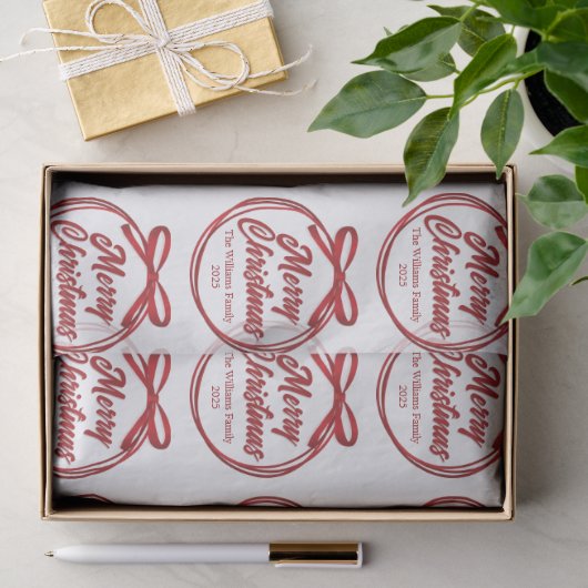 Chic Kerstmis Script Rode Lint Strik Tissuepapier (Geschenk)
