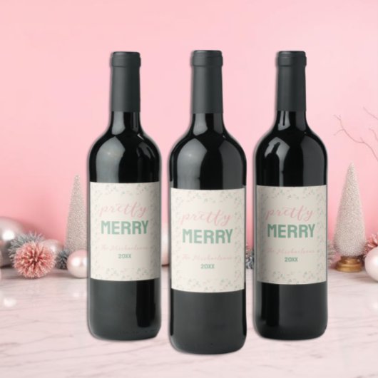 Chic Kerstmis Wijn Etiket
