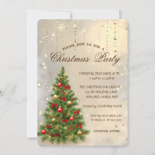 Chic-kerstpine-boom, Snowflakes-kerst Kaart (Voorkant)