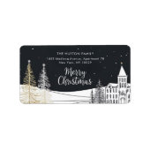 Chic kerstscene retouradreslabel etiket (Voorkant)