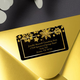 Chic-kerstsnowflake Black Gold Return-adres Etiket