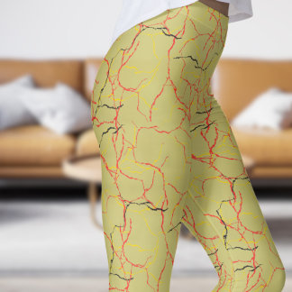 Chic Khaki en rode breuk patroon Leggings