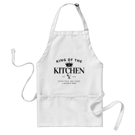Chic King of the Kitchen Crown Foodie Dad for Men Standaard Schort (Voorkant)
