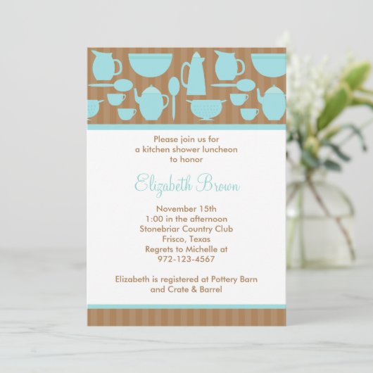 Chic Kitchen Bridal Shower (Blauwgroen) Kaart (Staand voorkant)