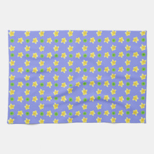 Chic Kitchen Towel: primroses, Polkas, blauw Theedoek