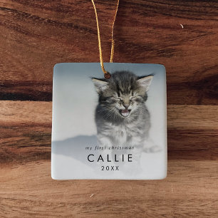 Chic Kitten's eerste kerstkat foto Keramisch Ornament