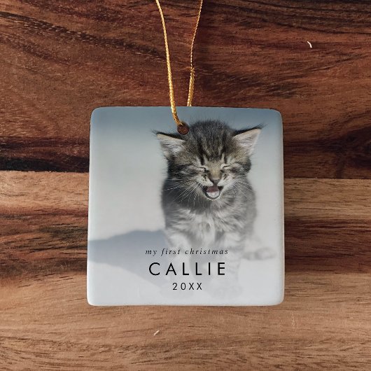 Chic Kitten's eerste kerstkat foto Keramisch Ornament