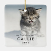 Chic Kitten's eerste kerstkat foto Keramisch Ornament (Achterkant)