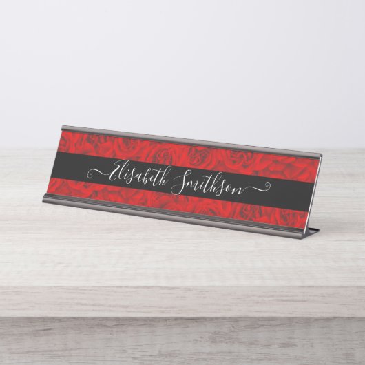 Chic Klasse Elegant Aangepast Professioneel Bloems Bureau Naambordje (Voorkant)