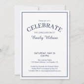 Chic Klasse van 2025 Navy White Graduation Party Kaart (Achterkant)