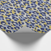 Chic kleurrijke blauwe gele cheetah print monogram cadeaupapier (Hoek)