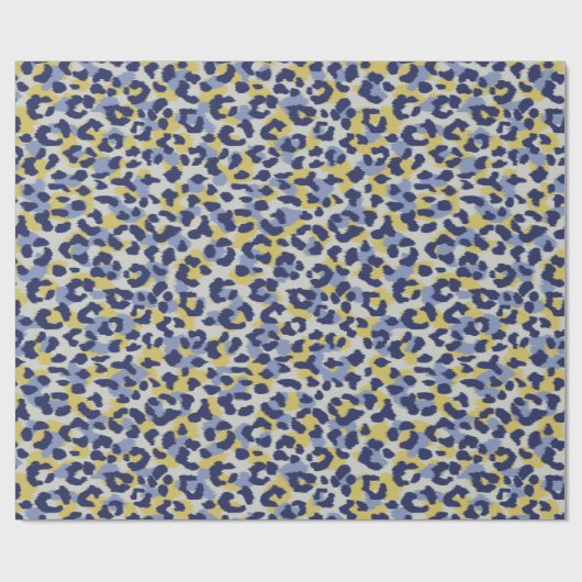 Chic kleurrijke blauwe gele cheetah print monogram cadeaupapier (Vlak)