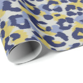 Chic kleurrijke blauwe gele cheetah print monogram cadeaupapier (Rol Hoek)
