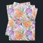Chic Kleurrijke Bloemen  Inpakpapier Vel<br><div class="desc">Chic oranje,  roze en paarse bloemen met elegante groene elementen,  dit inpakpapier is perfect voor elke cadeau-gelegenheid - perfect voor bruiloften,  bruidsmeisjesfeesten,  verjaardagen en baby showers.</div>