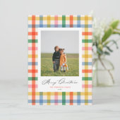Chic kleurrijke geplakte moderne kerstfotokaart feestdagenkaart (Staand voorkant)