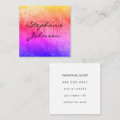 Chic Kleurrijke Grunge Cursieve Tekst Vierkante Visitekaartje (Voorkant / Achterkant)