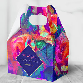 Chic kleurrijke heldere bloemen bruiloft bedankdoosjes