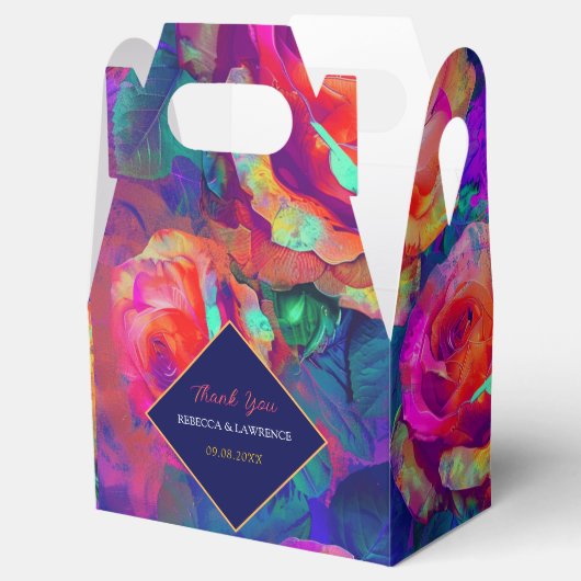 Chic kleurrijke heldere bloemen bruiloft bedankdoosjes (Geopend)