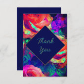 Chic kleurrijke heldere bloemen bruiloft bedankkaart (Voorkant / Achterkant)