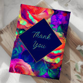 Chic kleurrijke heldere bloemen bruiloft bedankkaart