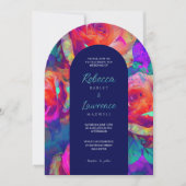 Chic kleurrijke heldere bloemen bruiloft boog kaart (Voorkant)