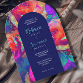 Chic kleurrijke heldere bloemen bruiloft boog kaart