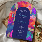 Chic kleurrijke heldere bloemen bruiloft boog kaart