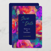 Chic kleurrijke heldere bloemen bruiloft save the date (Voorkant / Achterkant)