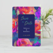 Chic kleurrijke heldere bloemen bruiloft save the date (Staand voorkant)