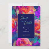 Chic kleurrijke heldere bloemen bruiloft save the date (Voorkant)