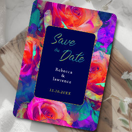 Chic kleurrijke heldere bloemen bruiloft save the date