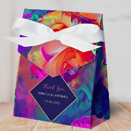 Chic kleurrijke heldere bloemen bruiloft tent bedankdoosjes